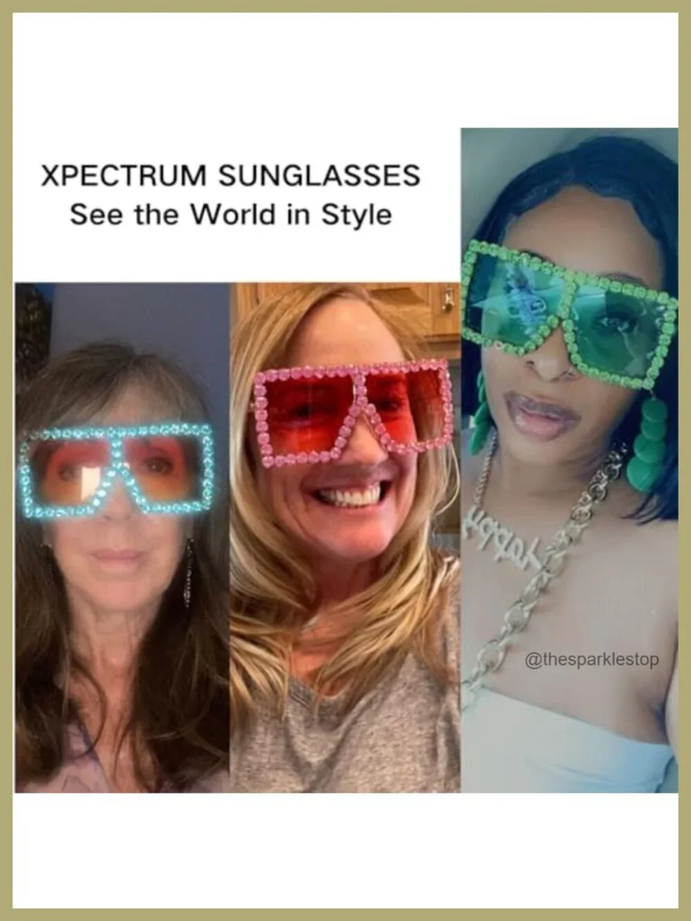 Extra Large Square Rhinestone Sunglasses UV400 Concert Glasses